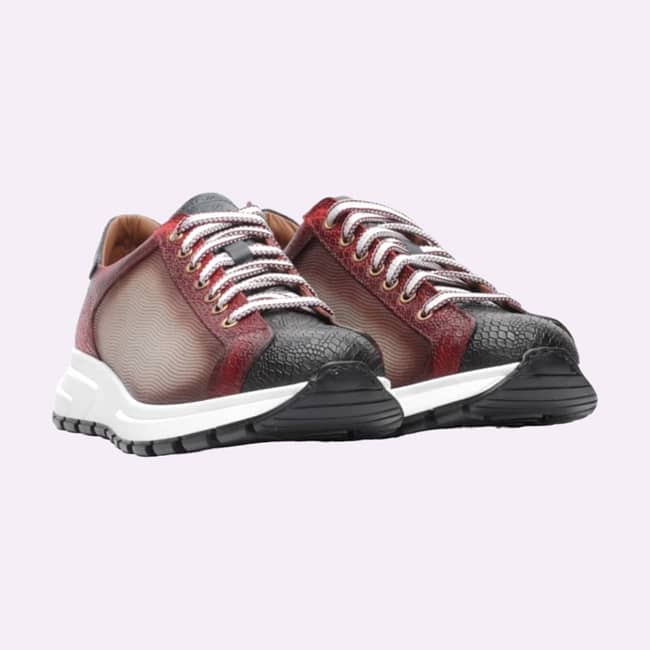 Lord Shayne Croco Leather Micro-Perforated Sneakers : Trainers 1